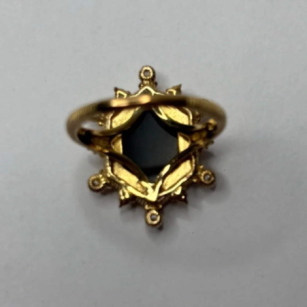 JUDITH RIPKA 14K Gold Black Onyx & Diamonique Hexagon Cut Ring Size 7